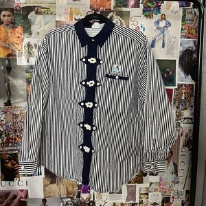Vintage Sailors Nautical Knot Pinstripe Button Up